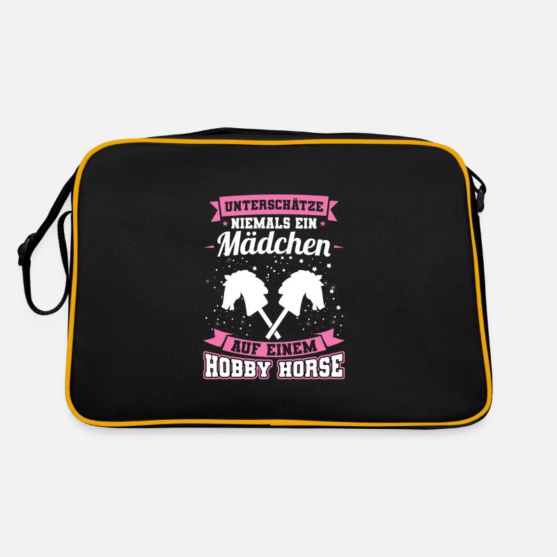 Hobby Horse Mädchen Steckenpferd Geschenk - Retro Tasche - Schwarz/Gold