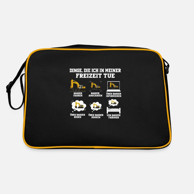 Bagger Baggerfahrer Baggern Geschenk - Retro Tasche - Schwarz/Gold