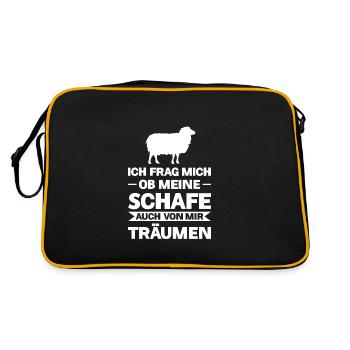 Schafe Schaf Schäfer Geschenk - Retro Tasche - Schwarz/Gold - Hinten