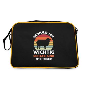 Schafe Schäfer Schaf Geschenk - Retro Tasche - Schwarz/Gold - Hinten
