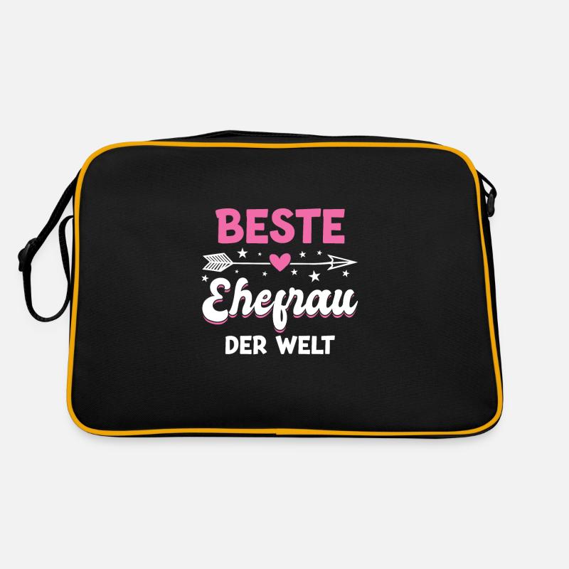 Beste Ehefrau Ehemann Ehefrau Geschenk - Retro Tasche - Schwarz/Gold