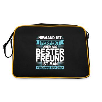 Bester Freund Freunde Geschenk - Retro Tasche - Schwarz/Gold - Hinten