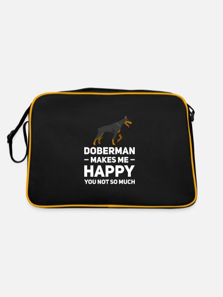 Dobermann Dobermann Geschenk - Retro Tasche - Schwarz/Gold - Hinten
