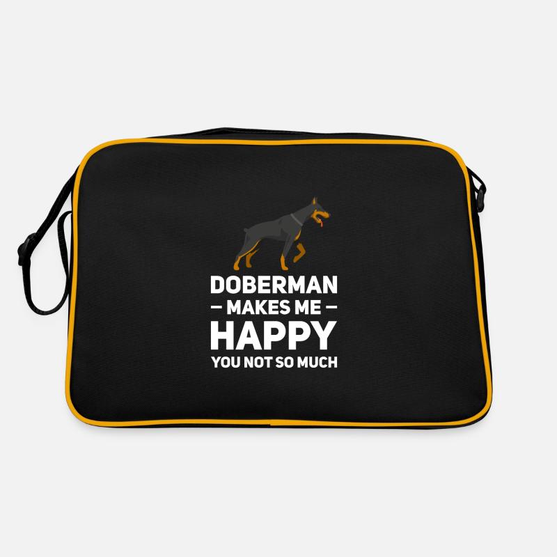 Dobermann Dobermann Geschenk - Retro Tasche - Schwarz/Gold