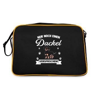 Dackel Dackel Geschenk - Retro Tasche - Schwarz/Gold - Hinten