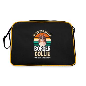 Border Collie Border Collie Gift - Retro Bag - black/gold - Back