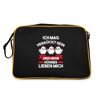 Hühner Huhn Hühner-Züchter Geschenk - Retro Tasche - Schwarz/Gold - Hinten