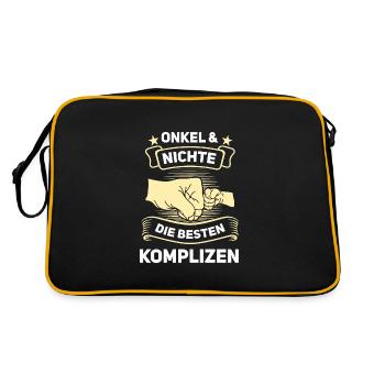 Onkel Nichte Nichten Geschenk - Retro Tasche - Schwarz/Gold - Hinten