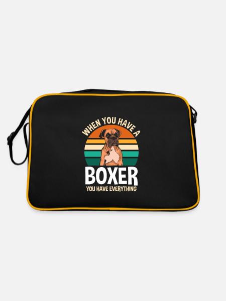 Boxer Boxer Geschenk - Retro Tasche - Schwarz/Gold - Hinten