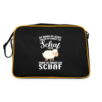 Schaf Schafe Schäfchen Geschenk - Retro Tasche - Schwarz/Gold - Hinten