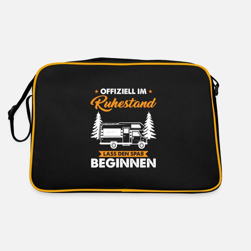 Ruhestand Campen Camper Geschenk - Retro Tasche - Schwarz/Gold