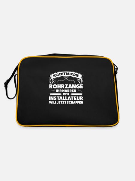 Installateur Klempner Anlagenmechaniker Geschenk - Retro Tasche - Schwarz/Gold