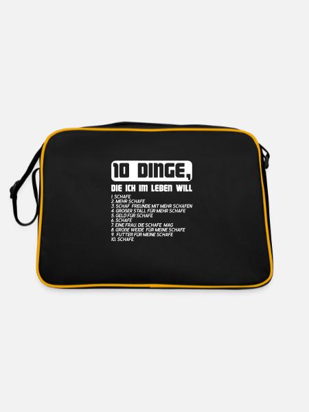 Schafe Schafzucht Schafzüchter Geschenk - Retro Tasche - Schwarz/Gold - Hinten