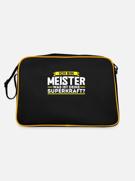 Meister Meisterschule Handwerksmeister Geschenk - Retro Tasche - Schwarz/Gold - Hinten