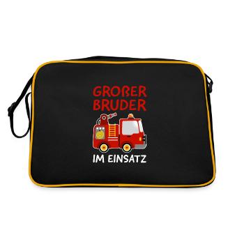 Großer Bruder Feuerwehr Bruder Geschenk - Retro Tasche - Schwarz/Gold - Hinten
