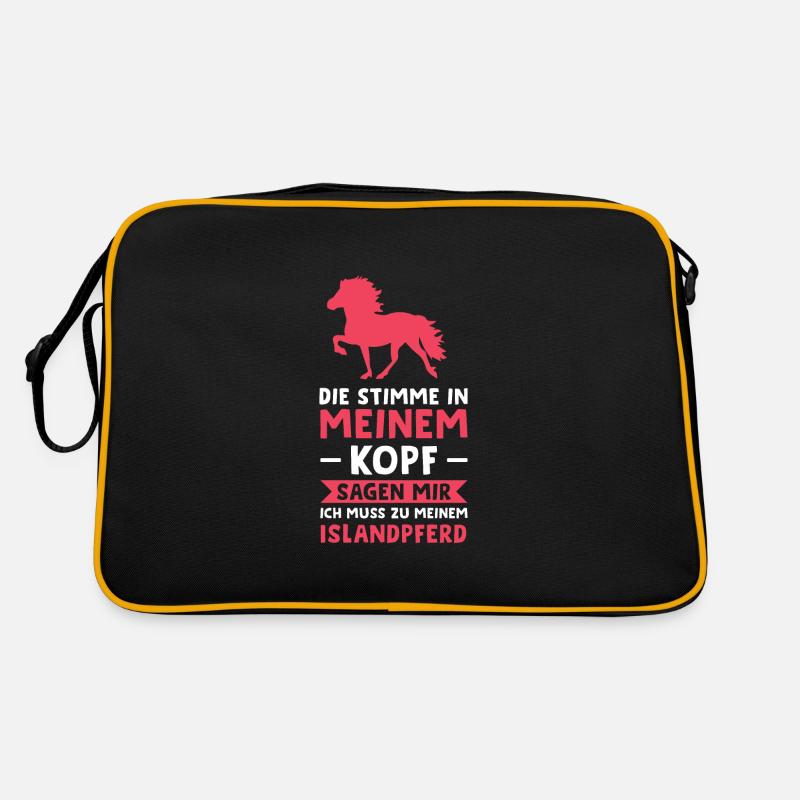 Reiten Isländer Islandpferd Geschenk - Retro Tasche - Schwarz/Gold