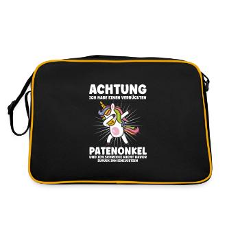 Patenkind Patenonkel Taufpate Geschenk - Retro Tasche - Schwarz/Gold - Hinten