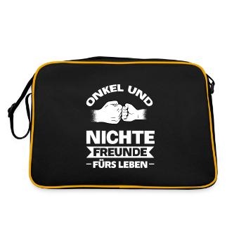 Onkel Nichte Nichten Geschenk - Retro Tasche - Schwarz/Gold - Hinten