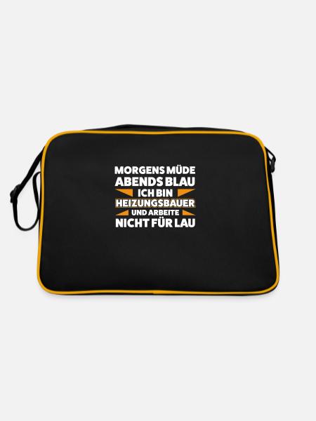 Heizungsbauer Heizungsbau Heizung Geschenk - Retro Tasche - Schwarz/Gold - Hinten
