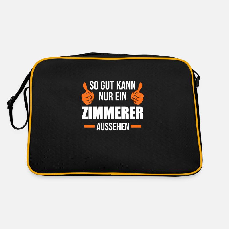 Zimmerer Beruf Zimmerei Geschenk - Retro Tasche - Schwarz/Gold