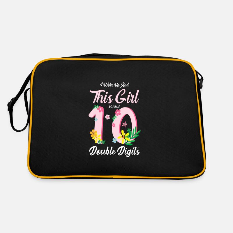 10. Geburtstag 10 Jahre Mädchen Geburtstag - Retro Tasche - Schwarz/Gold