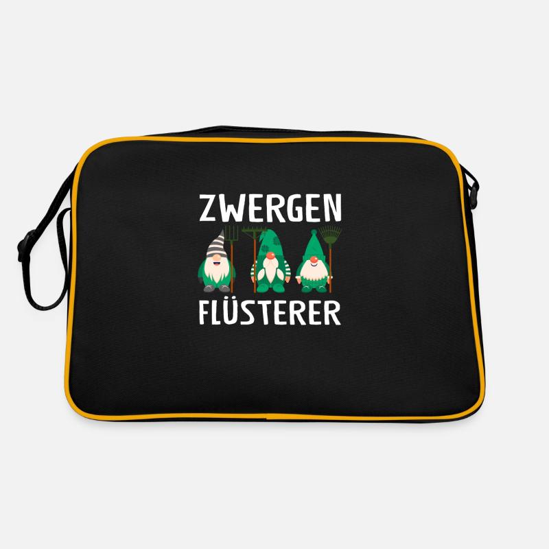 Garten Zwerge Gärtner Geschenk - Retro Tasche - Schwarz/Gold