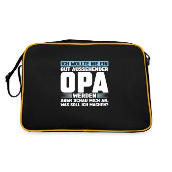 Opa Familie Großeltern Geschenk - Retro Tasche - Schwarz/Gold - Hinten