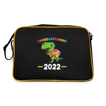Kindergarten 2022 Dinosaurier Kita Anfänger - Retro Tasche - Schwarz/Gold - Hinten