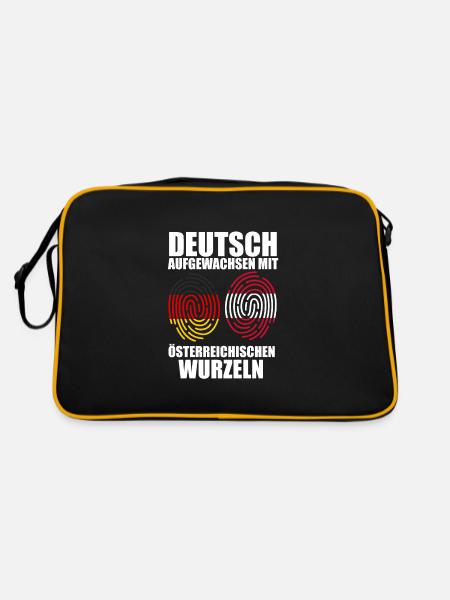 Deutscher Österreicher Österreich Geschenk - Retro Tasche - Schwarz/Gold
