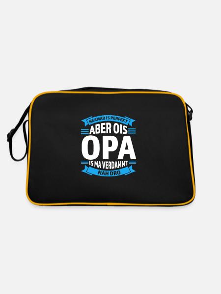 Opa Bayerisch Opas Geschenk - Retro Tasche - Schwarz/Gold