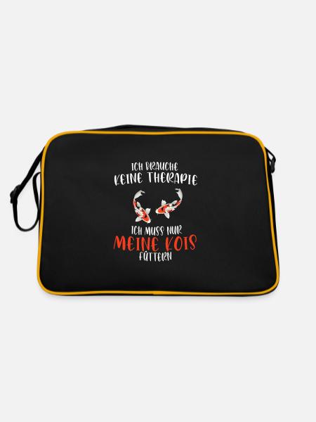 Kois Fisch Koi Besitzer Geschenk - Retro Tasche - Schwarz/Gold - Hinten
