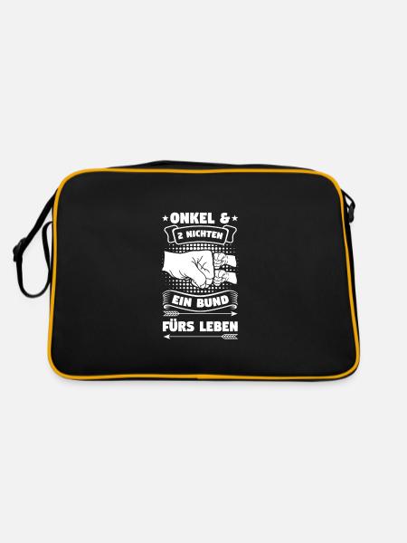 Onkel 2 Nichten Nichten Geschenk - Retro Tasche - Schwarz/Gold - Hinten