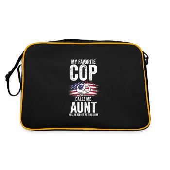 Cop Aunt Nephew Cop Aunt Family Geschenk - Retro Tasche - Schwarz/Gold - Hinten