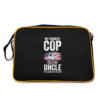 Cop Uncle Nephew Cop Uncle Family Geschenk - Retro Tasche - Schwarz/Gold - Hinten