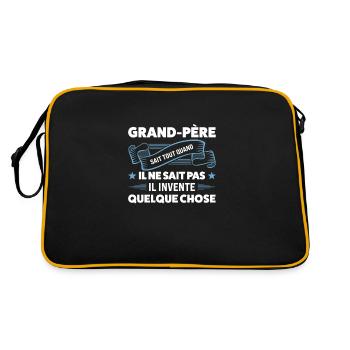 Papi Papi Famille Geschenk - Retro Tasche - Schwarz/Gold - Hinten
