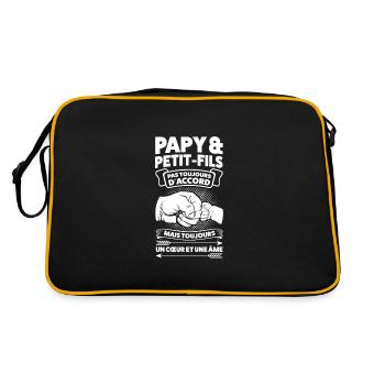 Papi & petite fils Papy Enkelkind Geschenk - Retro Tasche - Schwarz/Gold - Hinten