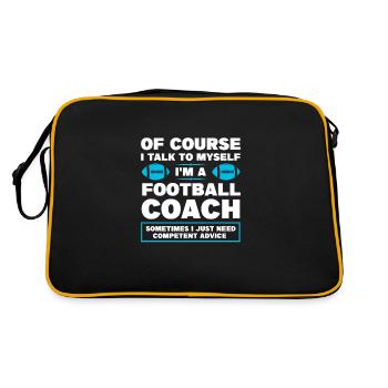 Trainer Fußballtrainer Fußballspiel Geschenk - Retro Tasche - Schwarz/Gold - Hinten