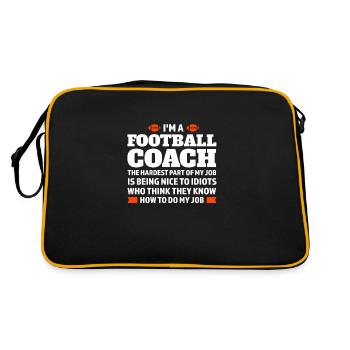 Trainer Fußballtrainer Fußballspiel Geschenk - Retro Tasche - Schwarz/Gold - Hinten