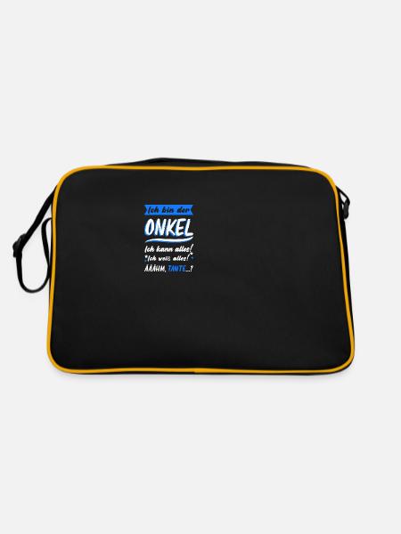 Onkel Familie Neffe Geschenk - Retro Tasche - Schwarz/Gold - Hinten