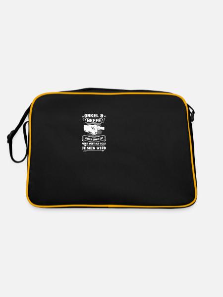 Onkel Neffe Onkels Geschenk - Retro Tasche - Schwarz/Gold - Hinten