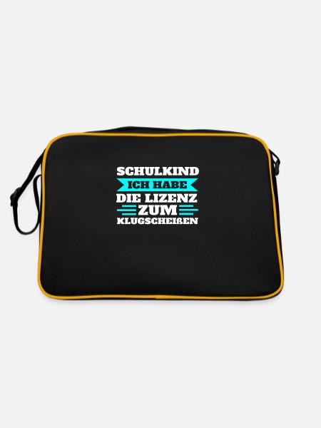 Schulkind Schulanfang Einschulung Geschenk - Retro Tasche - Schwarz/Gold