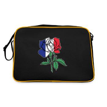 Drapeau Rose Racines Français Drapeau Cadeau - Sac Retro - noir/or - Dos