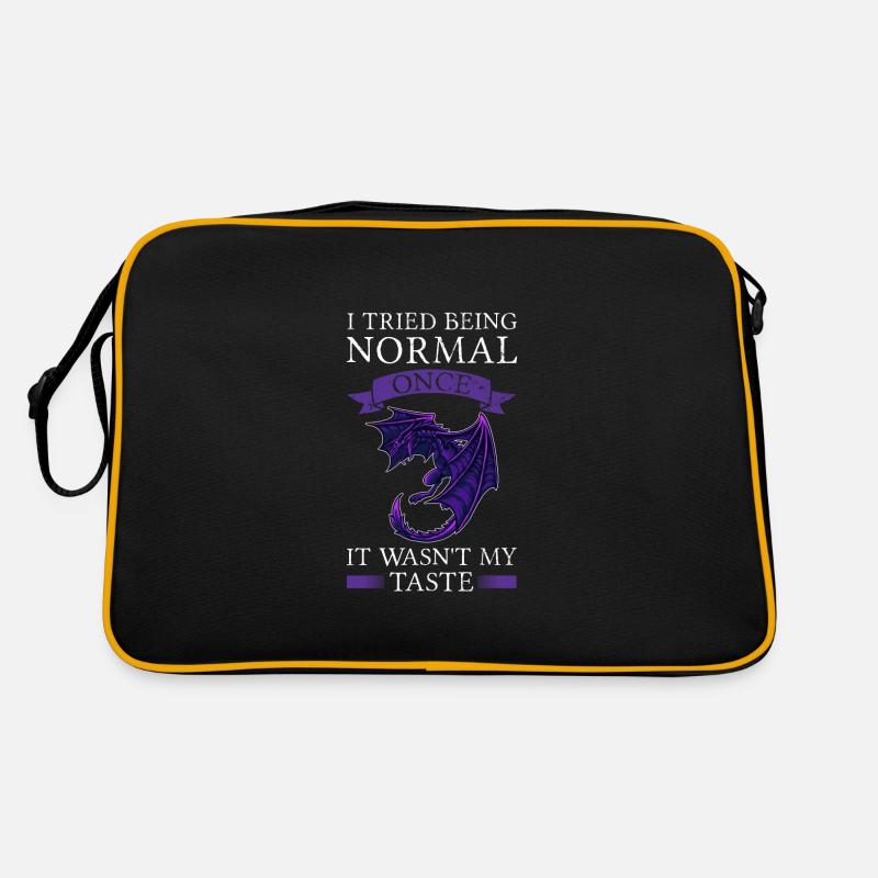 Drachen Drachen Fabelwesen Geschenk - Retro Tasche - Schwarz/Gold