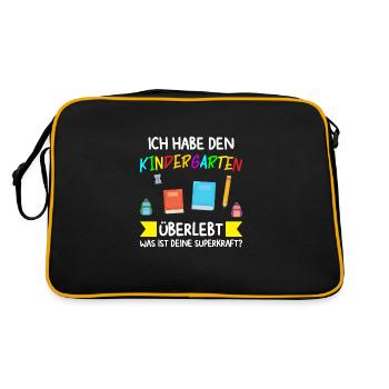 Kindergarten Abschluss Kindergarten-Abschluss Gesc - Retro Tasche - Schwarz/Gold - Hinten