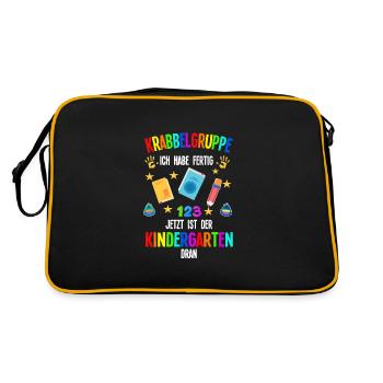 Kindergarten Anfang Kita-Start Geschenk - Retro Tasche - Schwarz/Gold - Hinten