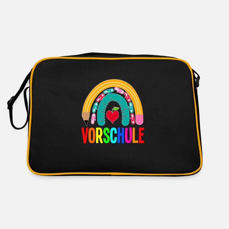 Vorschule Regenbogen Vorschulkind Geschenk - Retro Tasche - Schwarz/Gold