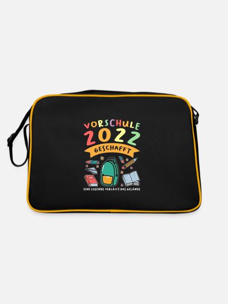 Vorschule 2022 Anfang Vorschüler Geschenk - Retro Tasche - Schwarz/Gold - Hinten