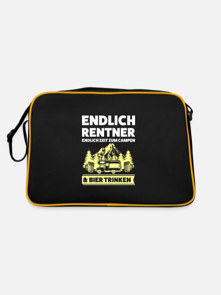 Camper Rentner Wohnwagen Geschenk - Retro Tasche - Schwarz/Gold - Hinten