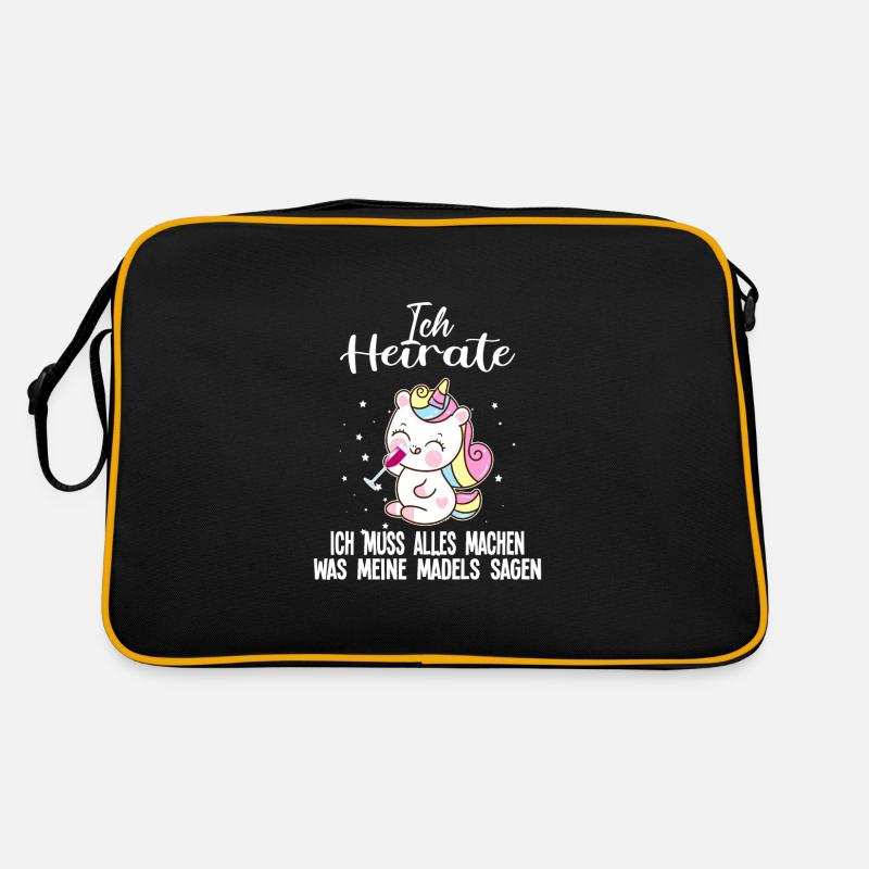 Braut Einhorn Bräutigam Geschenk - Retro Tasche - Schwarz/Gold