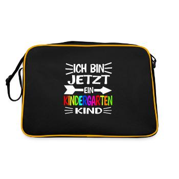 Kindergarten Anfang Kita-Start Geschenk - Retro Tasche - Schwarz/Gold - Hinten